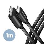 AXAGON BUMM3-CM10AB cable Micro-B USB <-> USB-C 3.2 Gen 1, 1m, 3A, ALU, PVC, Black