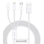 Baseus CAMLTYS-02 Superior Fast Charging Datový Kabel 3v1 USB-C, Lightning, MicroUSB 1.5m White 6953156205536