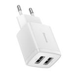 Baseus nabíječka do sítě Compact 2xUSB 10,5W bílá 6932172606916