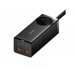 Baseus Rychlonabíječka do sítě GaN3 Pro, 2x USB-C, 2x USB + AC 100W s kabelem USB-C/USB-C černá 6932172604233