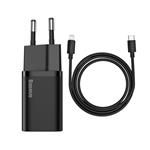 Baseus rychlonabíječka do sítě Super Si USB-C PD QC 20W černá s kabelem USB-C/Lightning 1m 6953156230057