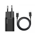 Baseus rychlonabíječka do sítě Super Si USB-C PD QC 25W (s kabelem USB-C na USB-C) černá 6953156206021