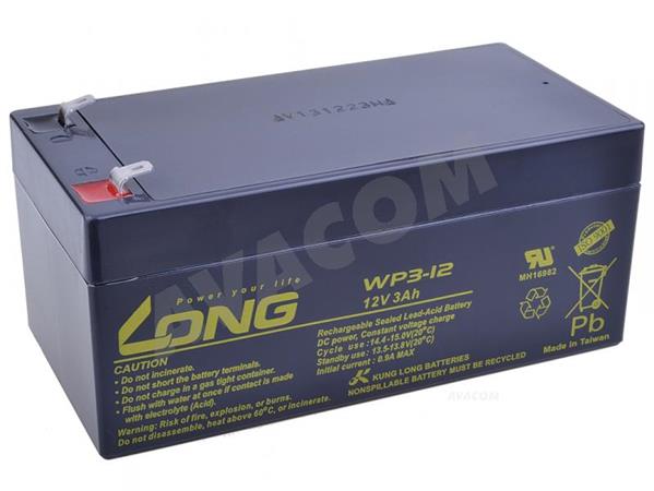Baterie Long 12V 3Ah olověný akumulátor F1 PBLO-12V003-F1