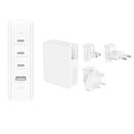 Belkin 140W 4-portová USB-C Power Delivery GaN PPS nástěnná nabíječka + UK, EU, US adaptéry, bílá WCH014btWH