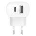 Belkin Duální nástěnná nabíječka Power Delivery PPS - 25W USB-C & 12W USB-A, bílá WCB007vfWH