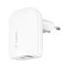 Belkin Duální nástěnná nabíječka Power Delivery PPS - 25W USB-C & 12W USB-A, bílá WCB007vfWH