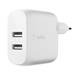 Belkin Duální USB-A domácí nabíječka 24W, lightning kabel, bílá WCD001vf1MWH