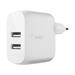 Belkin Duální USB-A domácí nabíječka 2x12W, bílá WCB002vfWH