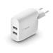 Belkin Duální USB-A domácí nabíječka 2x12W, bílá WCB002vfWH