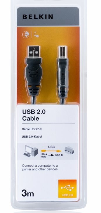 Belkin kabel USB 2.0. A/B řada standard, 3m F3U154bt3M