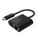 Belkin USB-C adaptér s Gigabit Ethernetem RJ45 + 60W napájení, černá INC001btBK