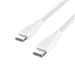 Belkin USB-C na USB-C kabel 100W, 2m, bílý - odolný CAB014bt2MWH