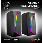 C-TECH reproduktory SPK-17, 2.0, 6W, RGB podsvícení, 3,5mm jack, USB napájení, černé