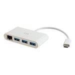 C2G USB C Ethernet and 3 Port USB Hub White - Hub - 3 Ports - Síťový adaptér - USB-C - Gigabit Ethe 82409