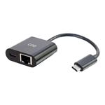 C2G USB C to Ethernet Adapter With Power Delivery - Black - Síťový adaptér - USB-C - Gigabit Ethern 82408