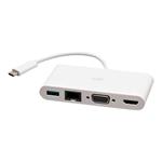 C2G29829, USB-C to HDMI VGA RJ45 Adapter White