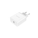 Canyon CNE-CHA20W, vysokorýchlostná univerzálna nabíjačka do steny 1xUSB-C, 20W, Power Delivery, biela