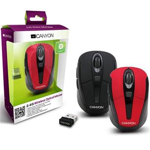 Canyon CNR-MSOW06R, Wireless optická myš USB, červená, 1600dpi