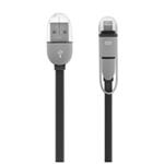 CHARGER AND DATA CABLE 2 IN 1 FOR MICRO USB AND MFI CONNECTOR - BLACK