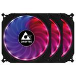 CHIEFTEC sada ventilátorů Tornado / 3x 120mm fan / RGB LED / RGB ovladač / Dálkové ovládání / ultratichý 16 CF-3012-RGB