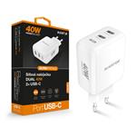 Chytrá síťová nabíječka ALIGATOR Power Delivery 40W, 2xUSB-C, bílá CHPD0023