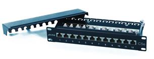 CNS 10" patch panel 12port Cat6, FTP, blok 110, vyväz. lišta, 1U čierny ECTPS12-KR-C6C/BK