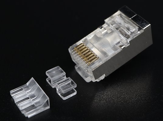 CNS tienený konektor STP RJ45-8p8c,50µ" Au, lanko,skladaný, Cat6A, (100ks) P8-064-2