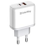 COLORWAY 1x USB a 1x USB-C/ síťová nabíječka/ 45W/ 100V-240V/ Bílá CW-CHS042PD-WT