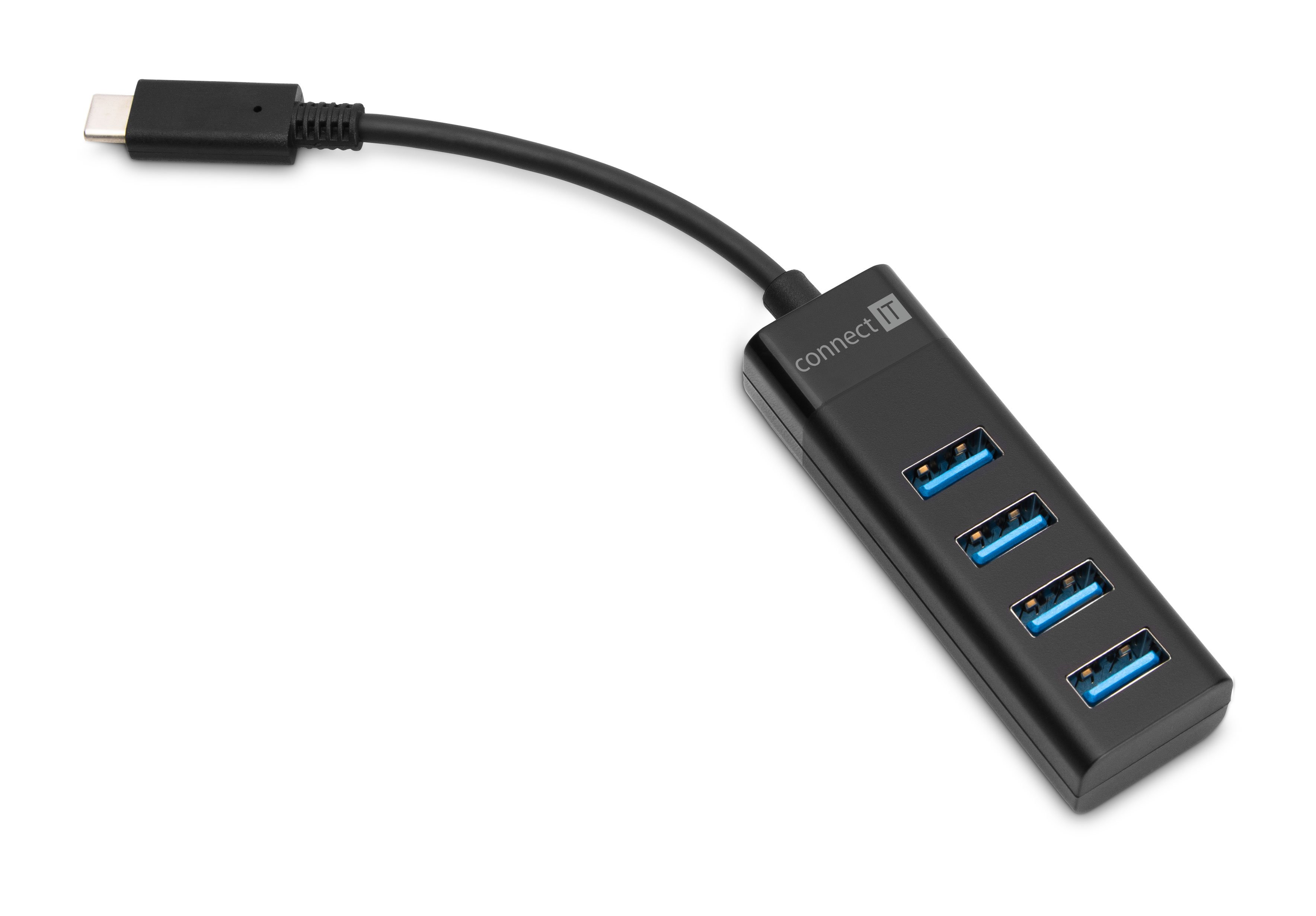 CONNECT IT USB-C externí hub, 4 porty USB-A 3.0 CHU-6050-BK