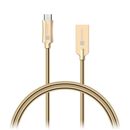 CONNECT IT Wirez Steel Knight Micro USB - USB, metallic gold, 2,1 A , 1 m CCA-3010-GD