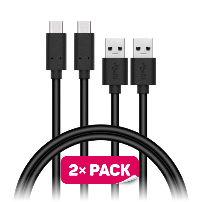 CONNECT IT Wirez USB-C (Type C) - USB, černý, 1 m (2 ks v balení) CCA-5006-BK