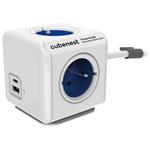 Cubenest Powercube Extended USB PD 20W, A+C, 4× zásuvka, 1,5m, bílá/modrá, dětská pojistka, uzemnění, dok, 10A/2 PC420BL