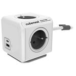 Cubenest Powercube Extended USB PD 20W, A+C, 4× zásuvka, 1,5m, bílá/šedá, dětská pojistka, uzemnění, dok, 10A/2 PC420GY