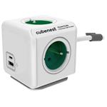 Cubenest Powercube Extended USB PD 20W, A+C, 4× zásuvka, 1,5m, bílá/zelená, dětská pojistka, uzemnění, dok, 10A/ PC420GN