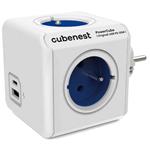 Cubenest Powercube Original USB PD 20W, A+C, 4× zásuvka, bílá/modrá, dětská pojistka, uzemnění, max. 16A/250V~36 PC220BL