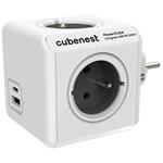 Cubenest Powercube Original USB PD 20W, A+C, 4× zásuvka, bílá/šedá, dětská pojistka, uzemnění, max. 16A/250V~368 PC220GY