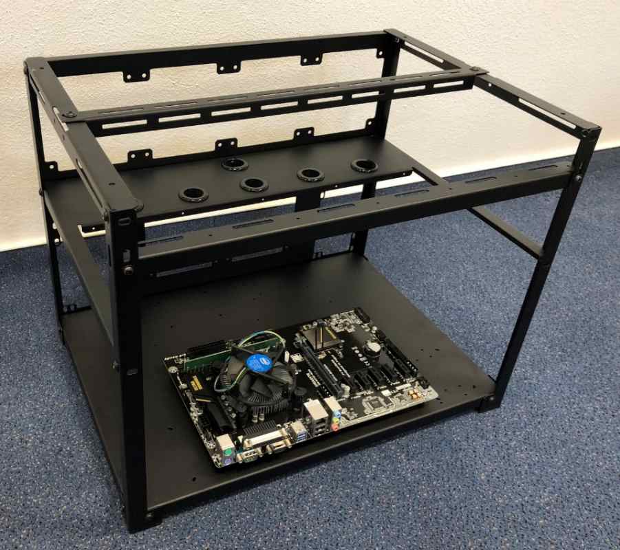 Custom PC Mining Case, up to 6x GPU 2x PSU black OEM-CBLC01