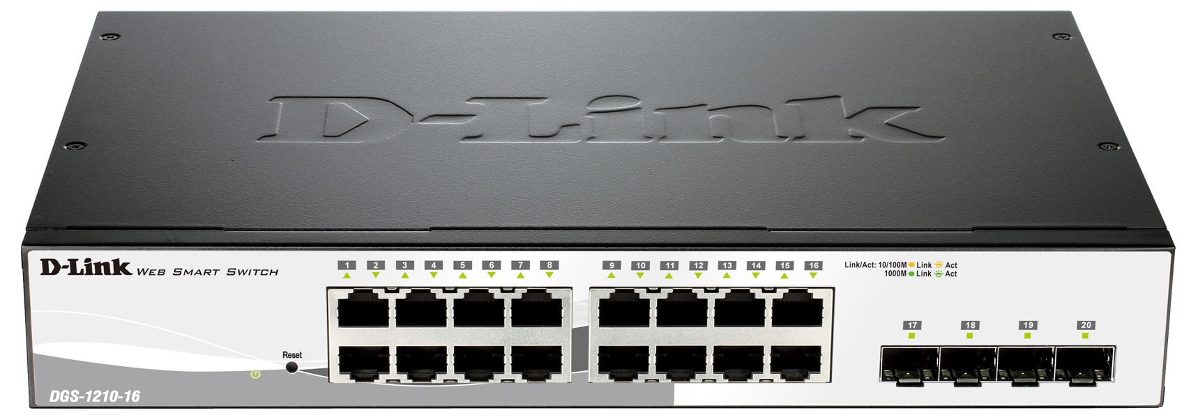 D-Link DGS-1210-16, 16-port 10/100/1000 Gigabit Smart Switch including 4 Combo 1000BaseT/SFP DGS-1210-16/E