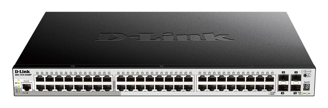 D-Link DGS 1510-52XMP - Přepínač - L3 - inteligentní - 48 x 10/100/1000 (PoE+) + 4 x 10 Gigabit SFP DGS-1510-52XMP