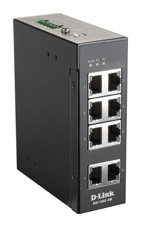 D-Link DIS 100E-8W - Přepínač - neřízený - 8 x 10/100 - lze montovat na konzolu DIN, pro připevnění DIS-100E-8W