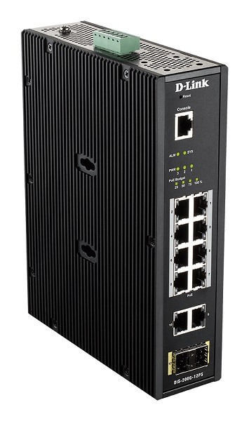 D-Link DIS 200G-12PS - Přepínač - řízený - 10 x 10/100/1000 (8 PoE+) + 2 x SFP - lze montovat na ko DIS-200G-12PS