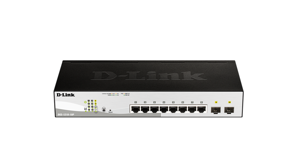 D-Link Web Smart DGS-1210-10MP - Přepínač - L2+ - inteligentní - 8 x 10/100/1000 (PoE+) + 2 x gigab DGS-1210-10MP/E