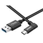 Datový a nabíjecí kabel USB - USB Type-C, 100cm, konektor v úhlu 90°, černý DCUS-TPCLR-10K