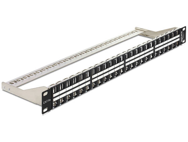 Delock 19” Keystone Patch Panel 48 Port 1 U černý 43280