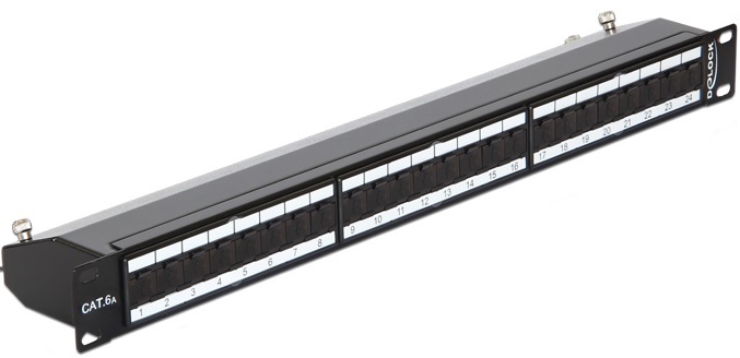 Delock 19" Patch Panel 24 Portů Cat.6A černý 43320