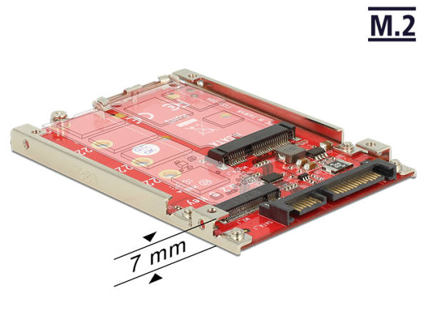 Delock 2.5” Převodník SATA 22 pin > M.2 / mSATA s rámečkem 7 mm 62859