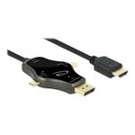 DELOCK, 3 in 1 Monitor Cable with USB-C /Displ 85974