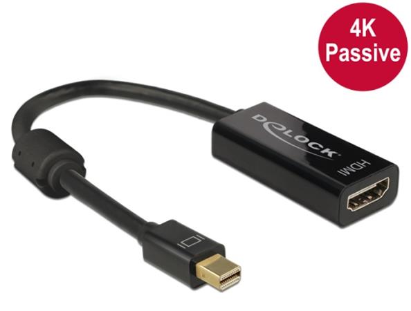 DeLOCK 4K Passive - Video adaptér - DisplayPort / HDMI - Mini DisplayPort (M) do HDMI (F) - 20 cm - 62613