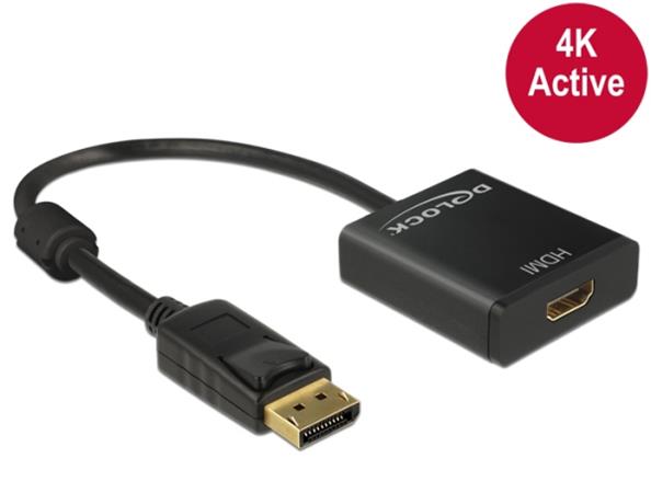 DeLOCK Adapter Displayport 1.2 male > HDMI female 4K Active - Nástroj pro převod videa - Parade PS1 62607