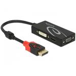 Delock Adaptér Displayport 1.2 samec > VGA / HDMI / DVI samice 4K pasivní černý 62902